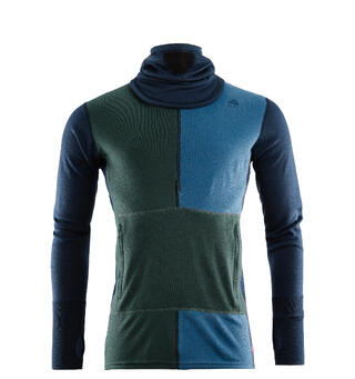 WarmWool hoodsweater w/zip M's Navy Blazer/GreenGables/CoastalFjord M